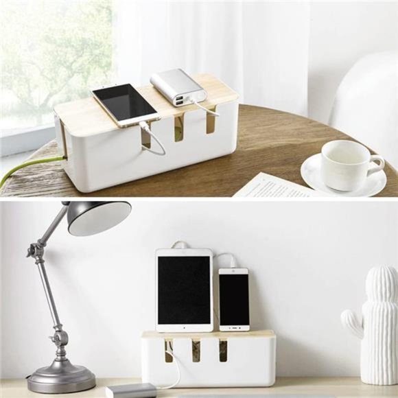 Cable Management Box by Baskiss, 12x5x4.5 inches, Wood Lid, Cord Organizer - Picture 11 of 14